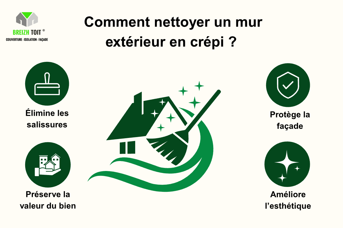Comment nettoyer un mur extérieur en crépi ?