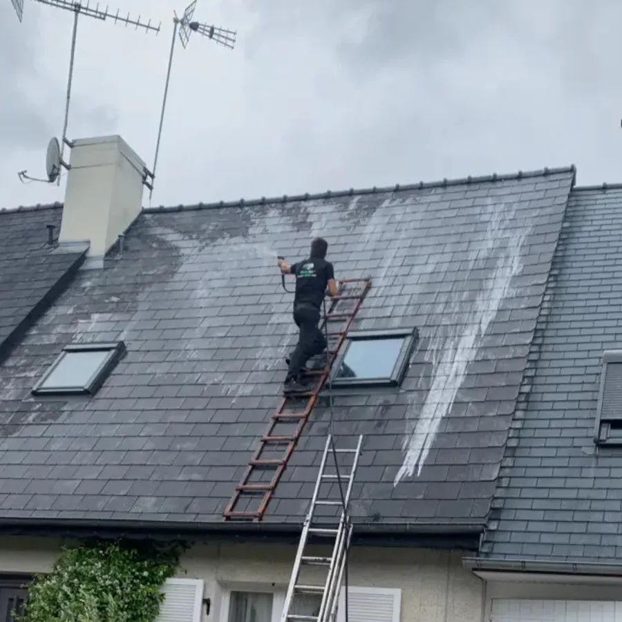 Anti-mousse toiture : photo de chantier