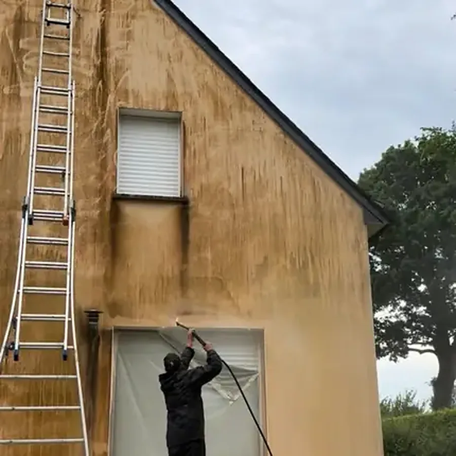 Nettoyage façade : photo de chantier