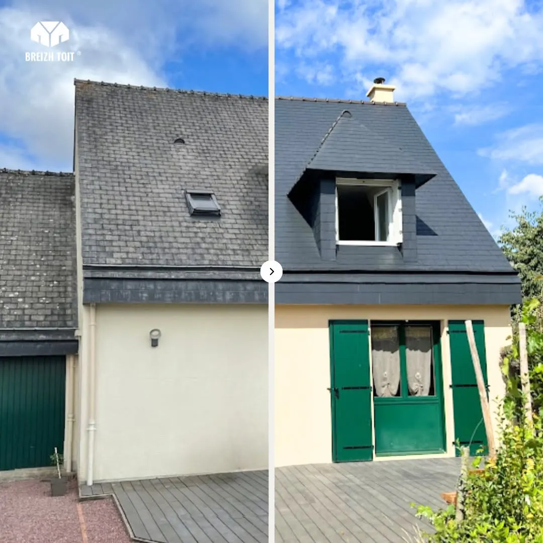 Toiture et façade rénovées pour une maison de campagne (Breizh Toit)